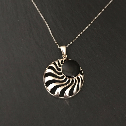 Black Onyx and Silver Pendant image 0
