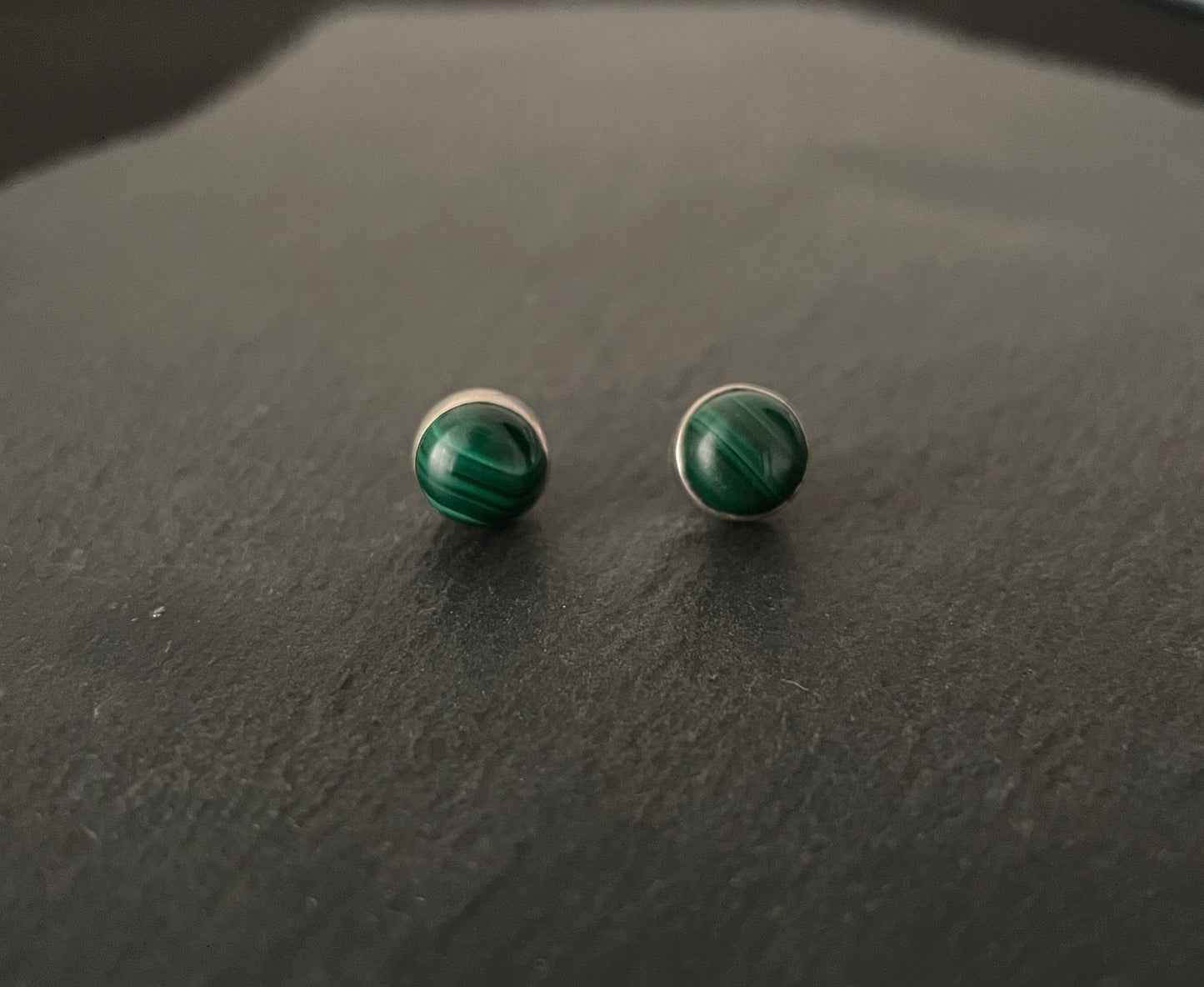Round Malachite Stud Earrings image 0