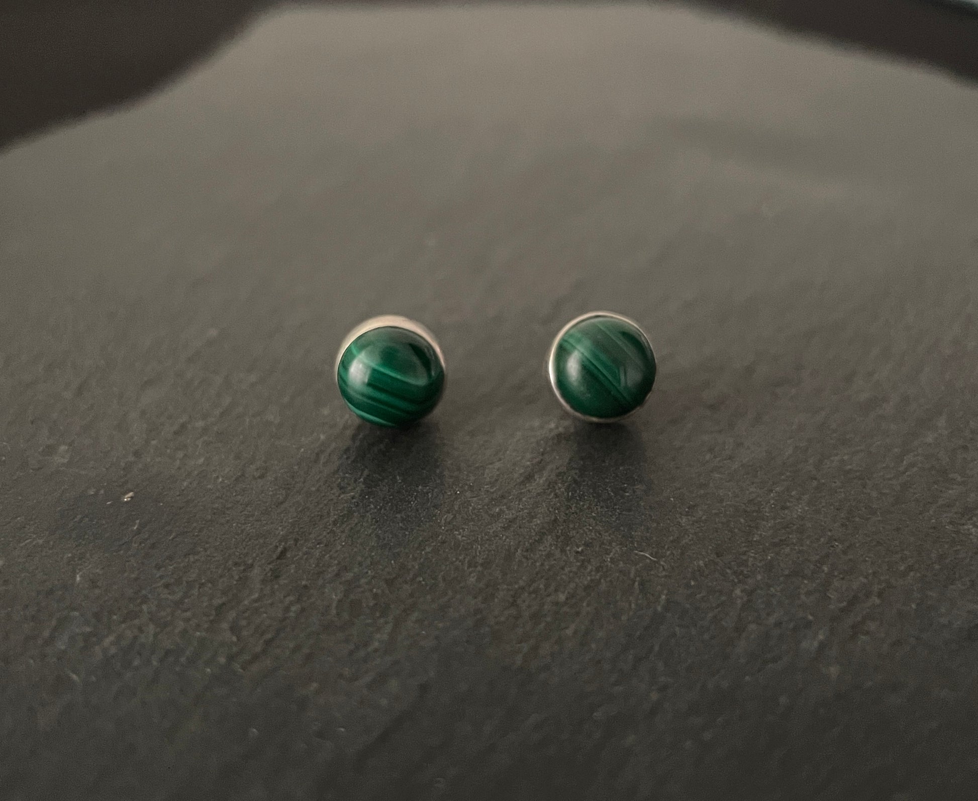 Round Malachite Stud Earrings image 0
