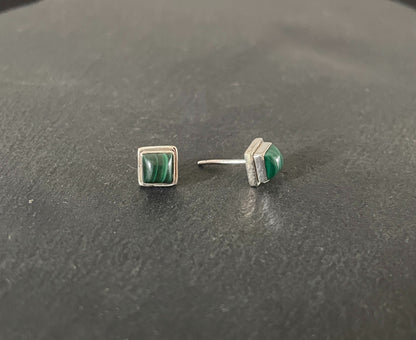 Malachite Square Stud Earrings image 1