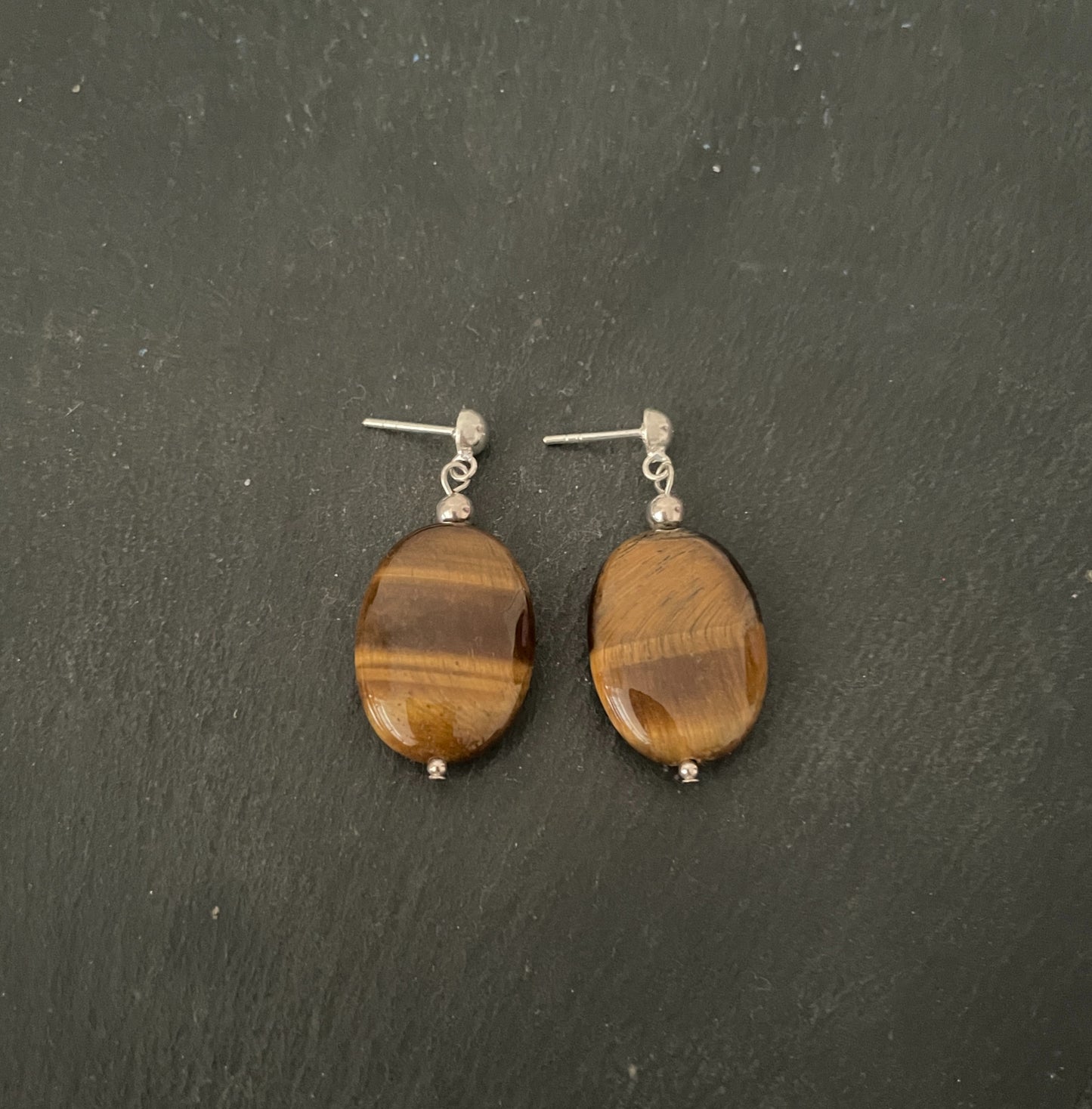 Tiger's Eye Oval Earrings image 0