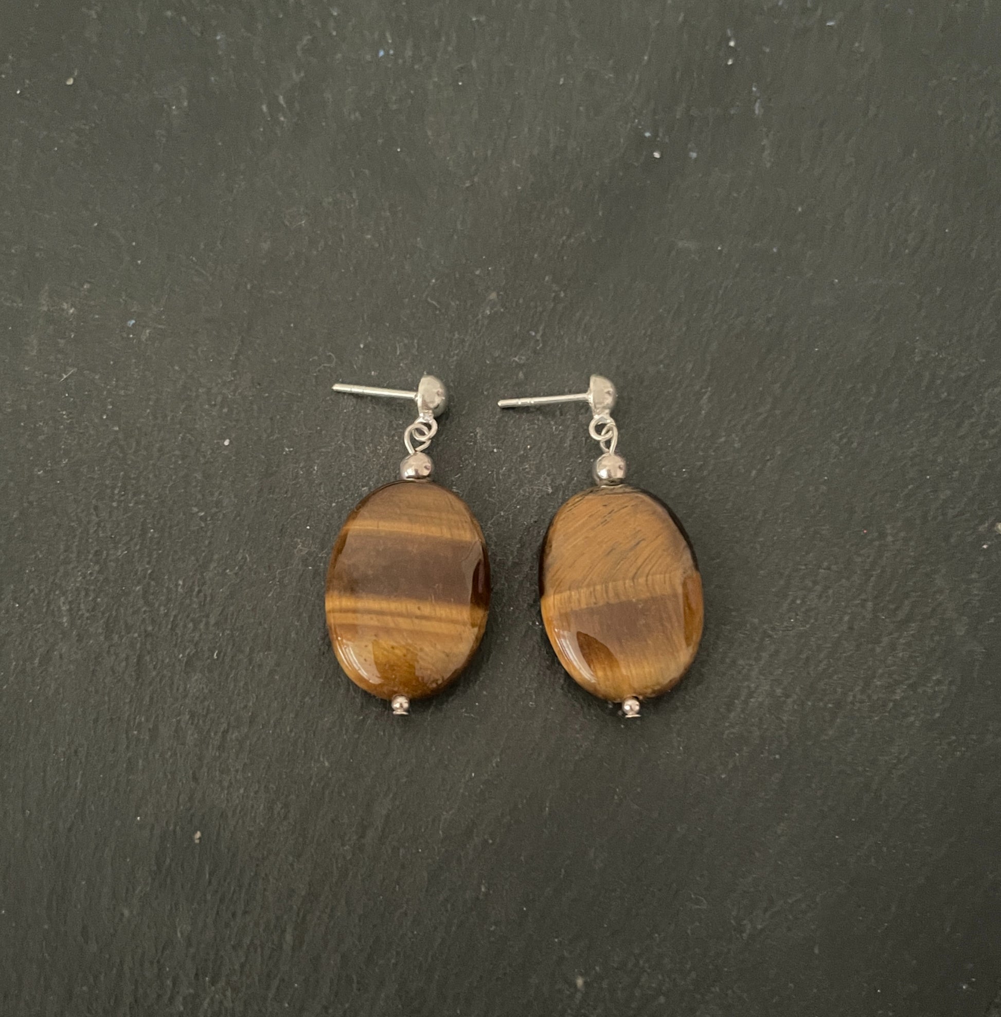 Tiger's Eye Oval Earrings image 0