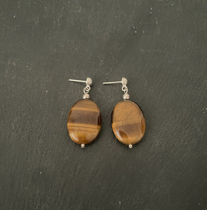 Tiger's Eye Oval Earrings image 0