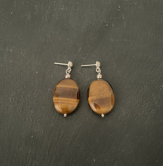 Tiger's Eye Oval Earrings image 0