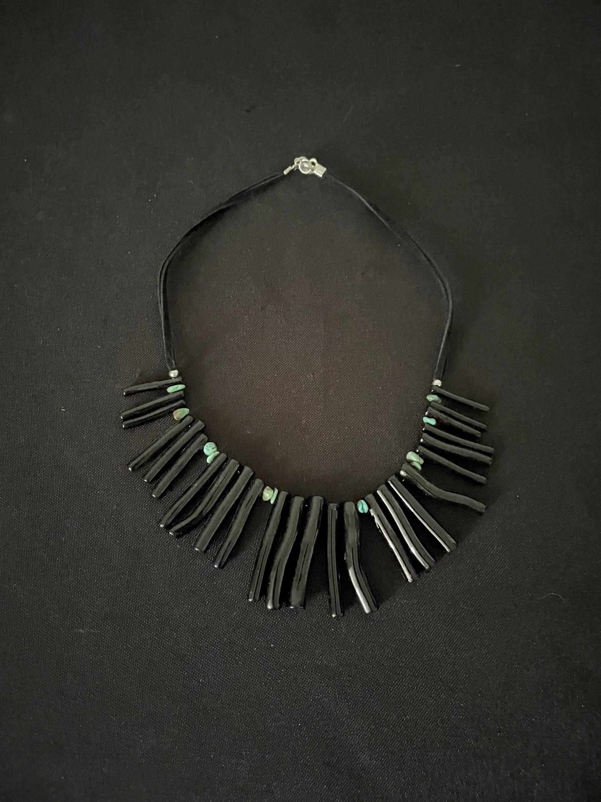 Black Bamboo and Bead Necklace image 6
