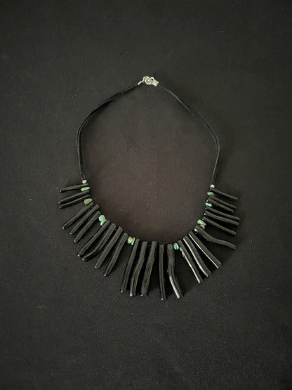 Black Bamboo and Bead Necklace image 6