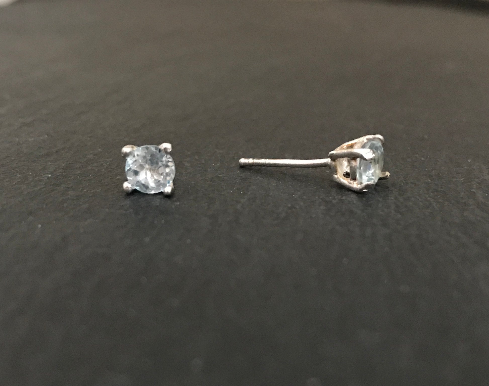 Blue Topaz Round Studs image 1