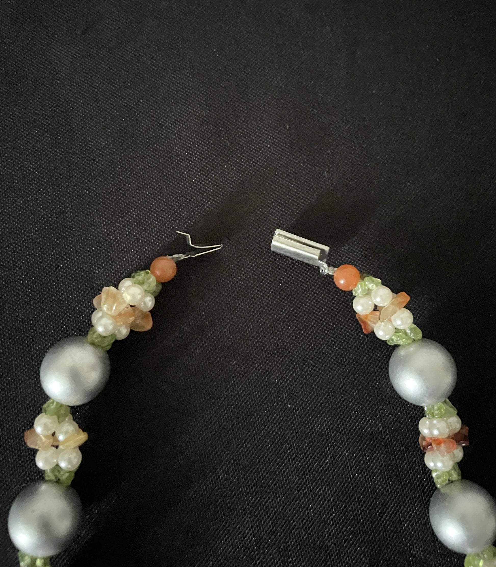 Silver Coloured Bead Necklace image 1
