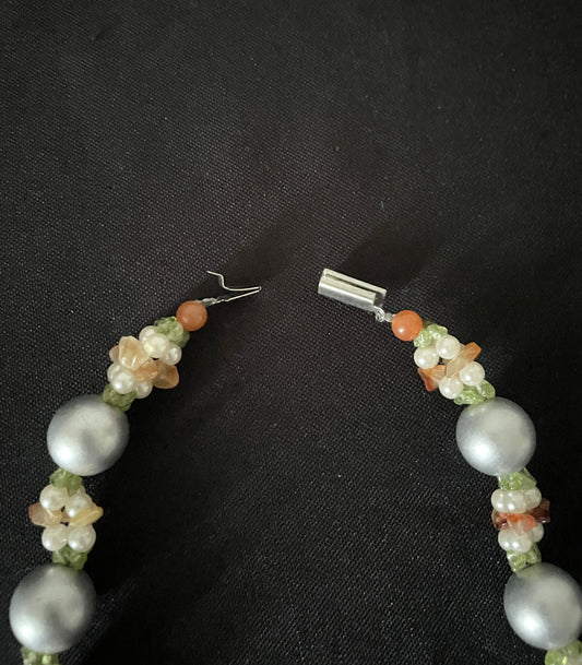 Silver Coloured Bead Necklace image 1