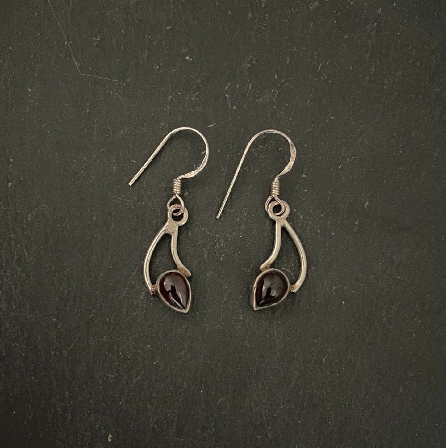 Garnet and Silver Teardrop Earrings image 0