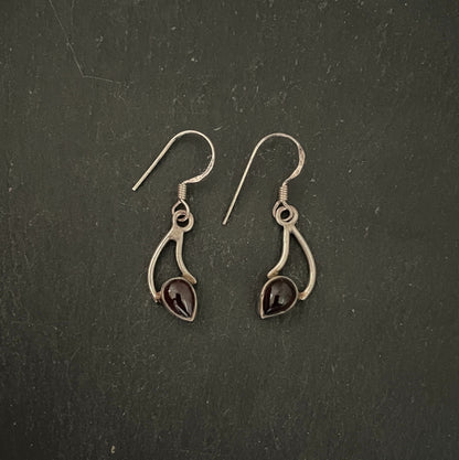 Garnet and Silver Teardrop Earrings image 0