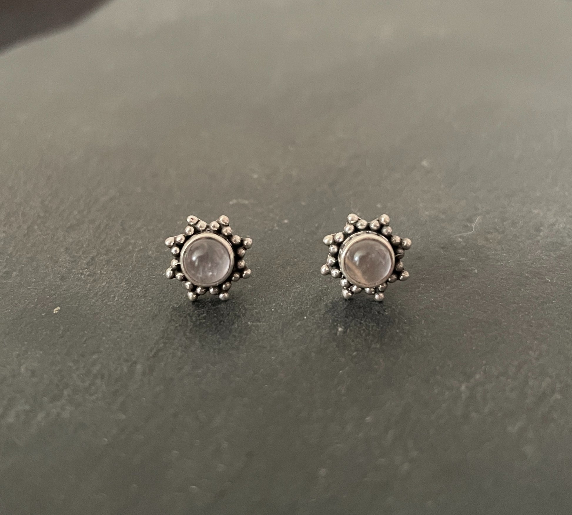 Rose Quartz and Silver Studs image 0