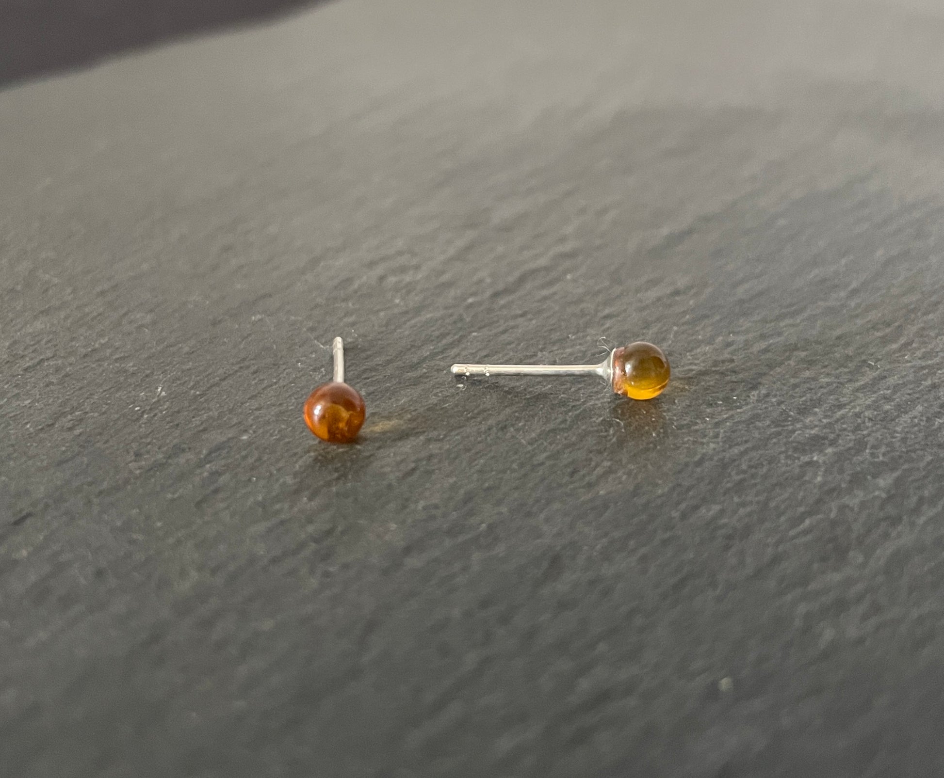 Silver Amber Studs image 1