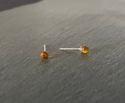 Silver Amber Studs image 1