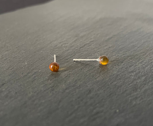 Silver Amber Studs image 1