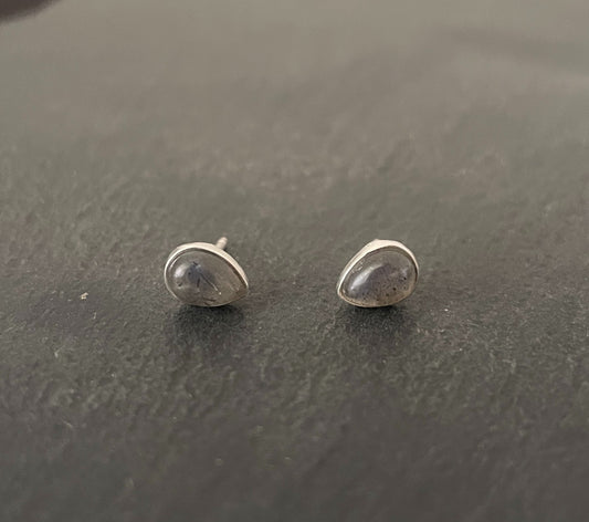 Labradorite Teardrop Stud Earrings image 0