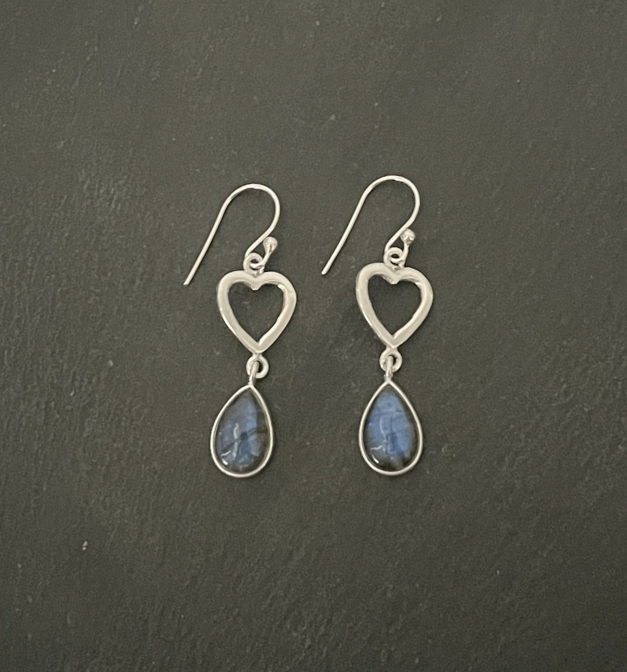 Labradorite Heart Earrings image 0