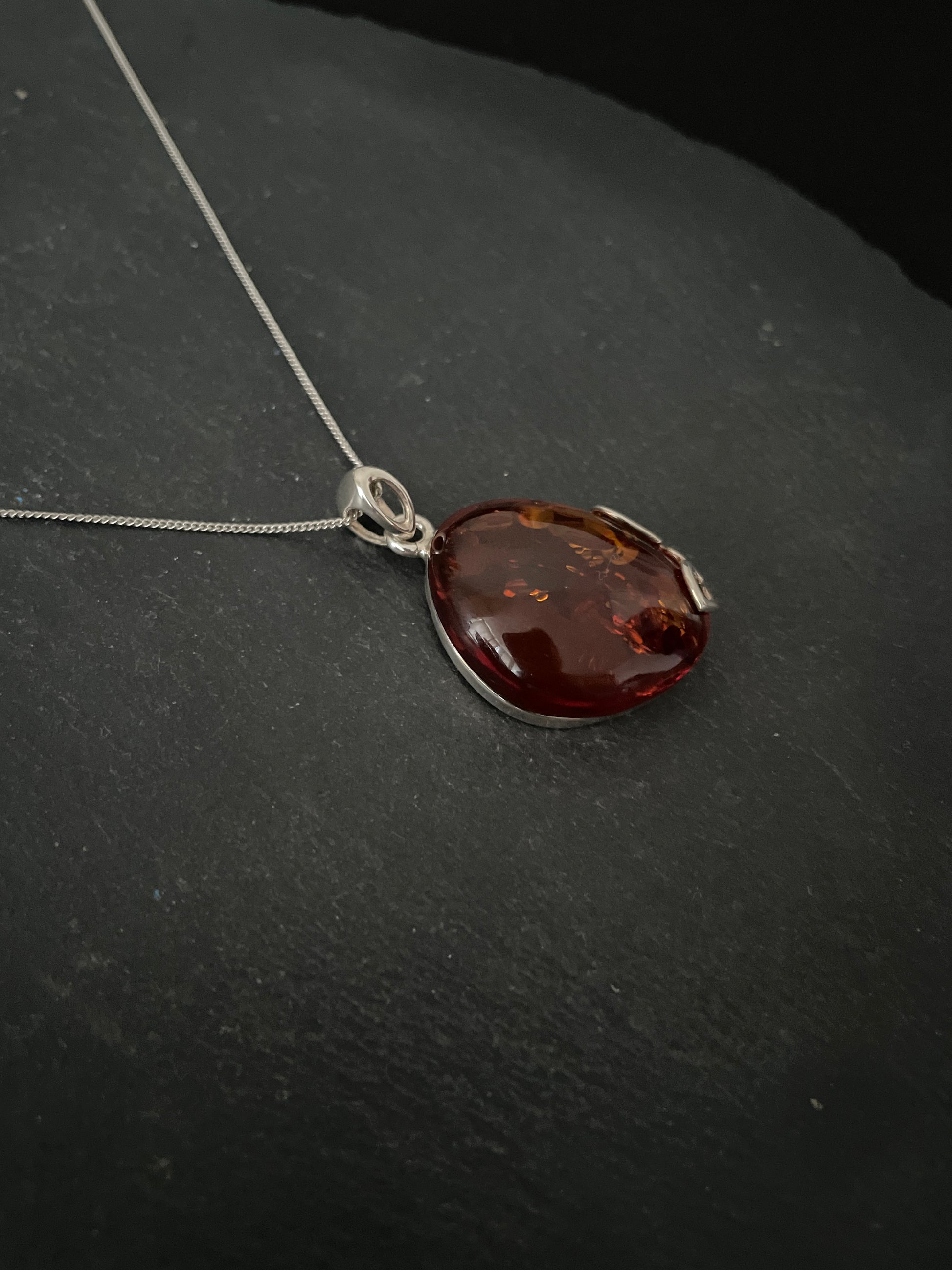Amber and Handmade Silver Pendant image 1