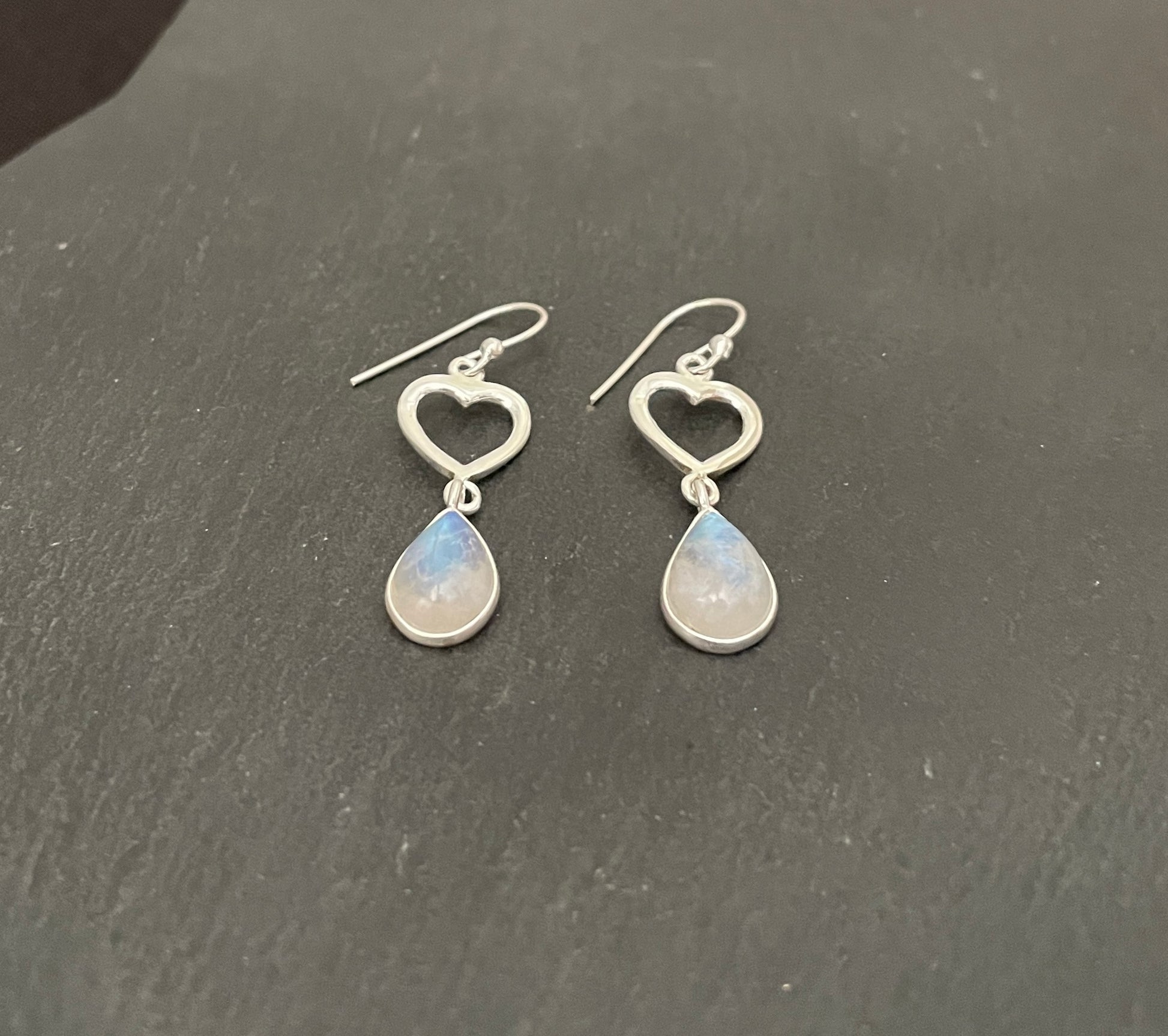 Moonstone Heart Earrings image 1