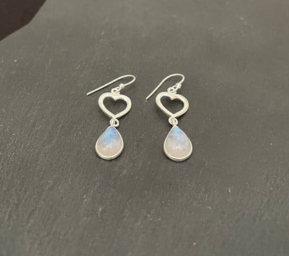Moonstone Heart Earrings image 1