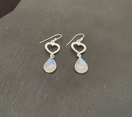 Moonstone Heart Earrings image 1