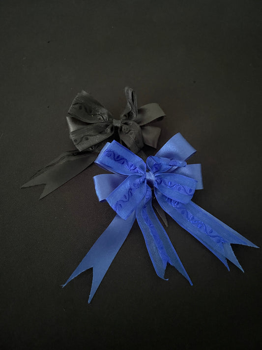 Black and Blue Bow Hair Clips image 0