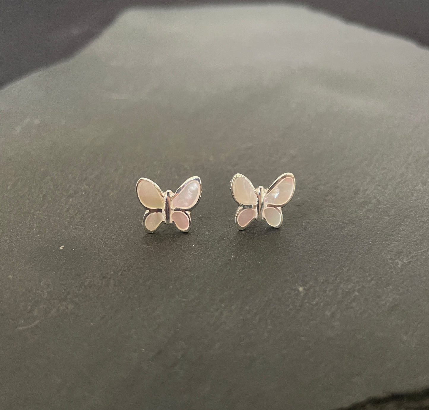Mother of Pearl Butterfly Stud Earrings image 0