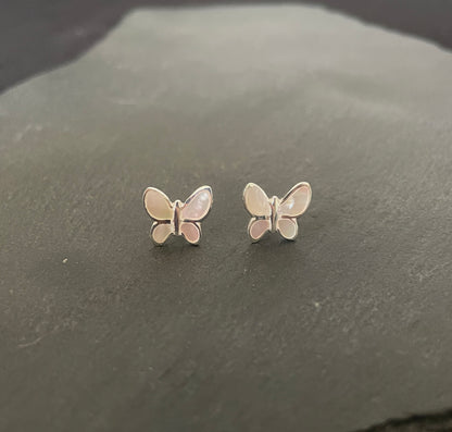 Mother of Pearl Butterfly Stud Earrings image 0