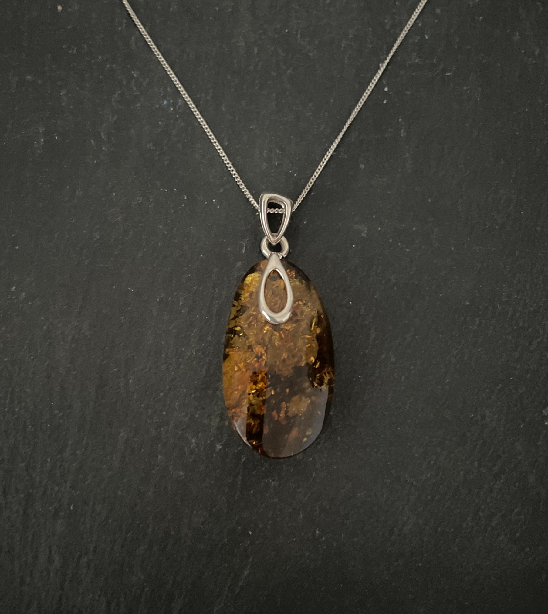 Amber and Handmade Silver Pendant image 0