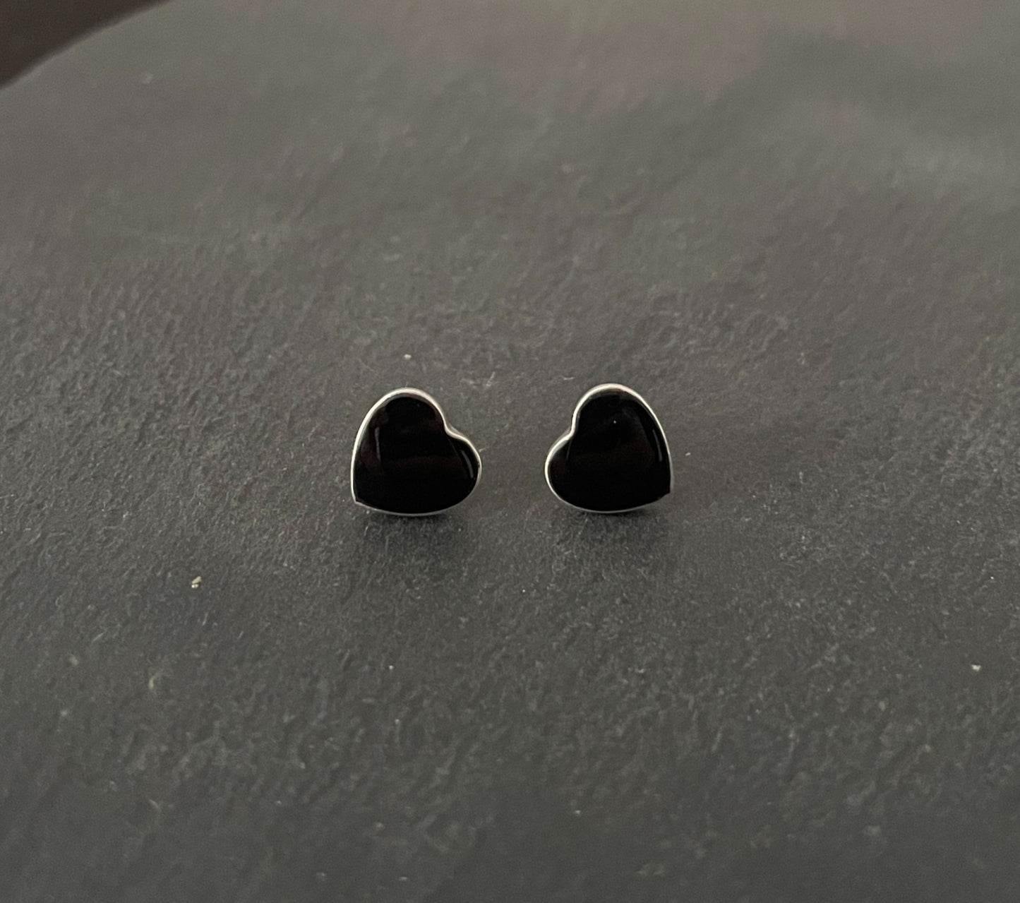 Black Onyx Heart Stud Earrings image 0