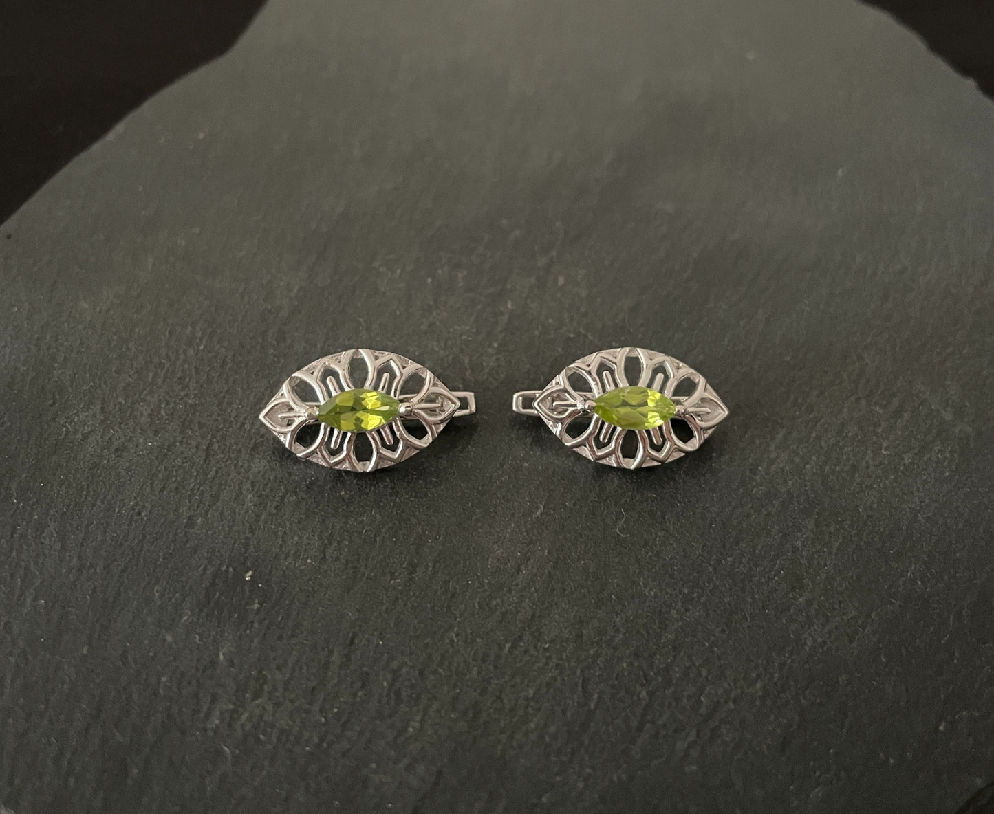Peridot and Silver Stud Earrings image 0