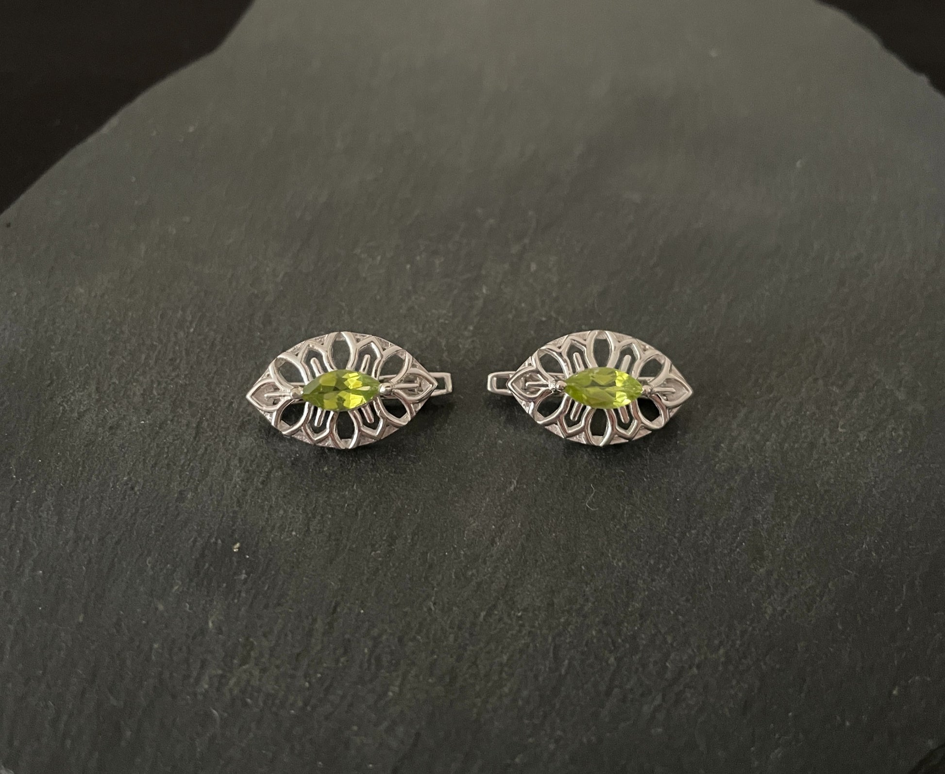 Peridot and Silver Stud Earrings image 0