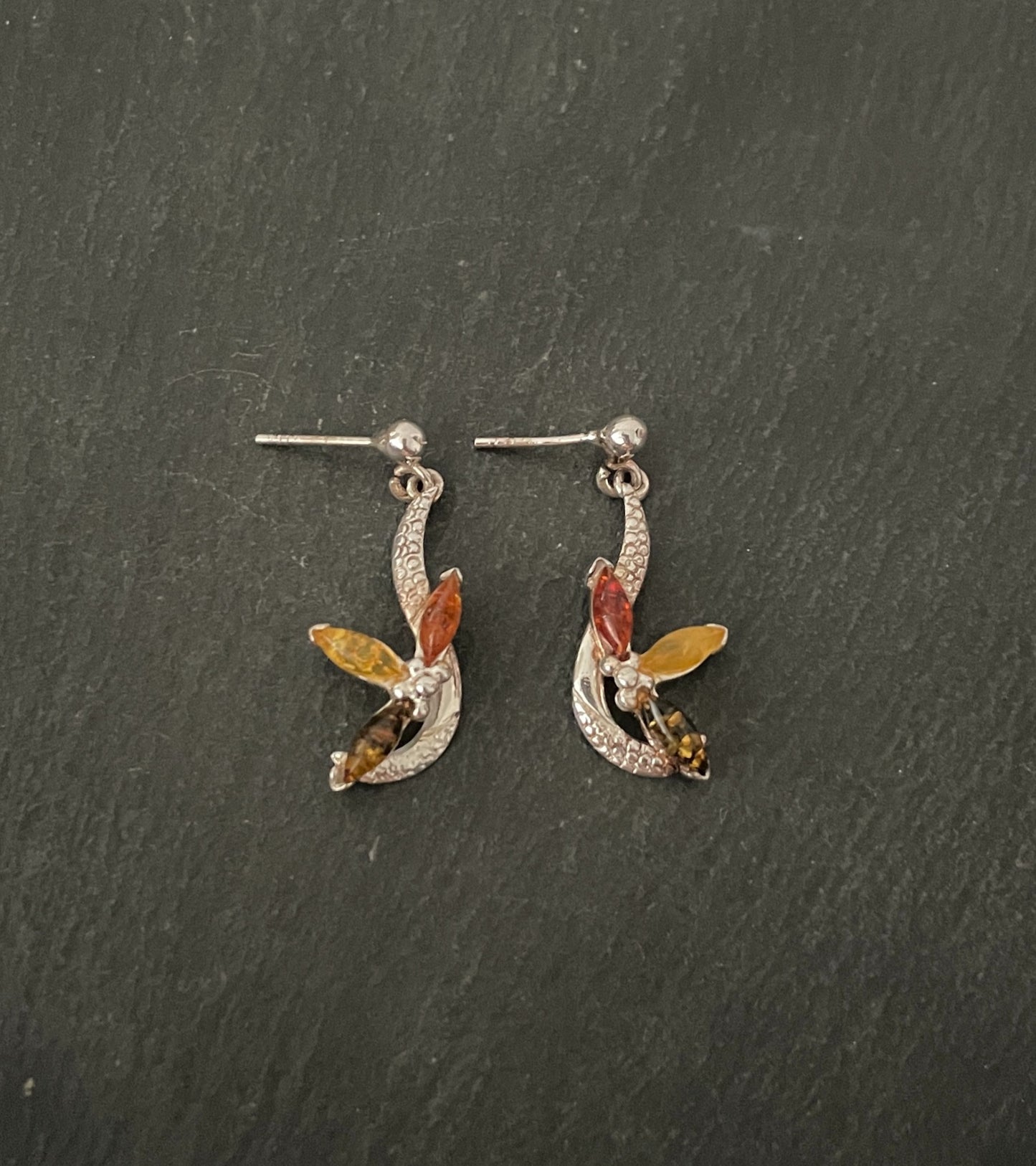 Amber and Silver Studs image 0
