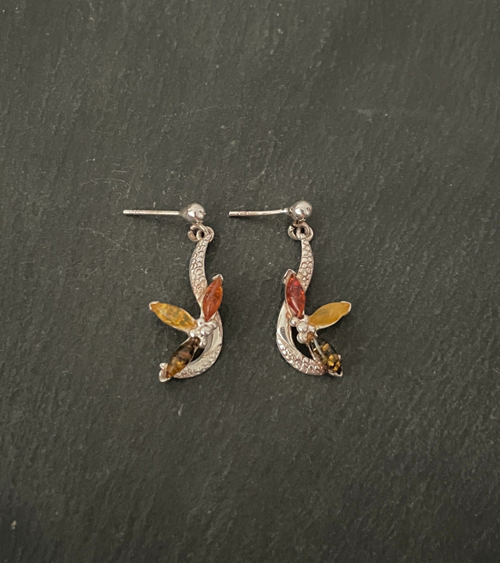 Amber and Silver Studs image 0