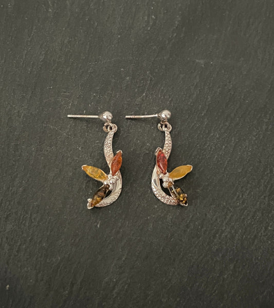 Amber and Silver Studs image 0