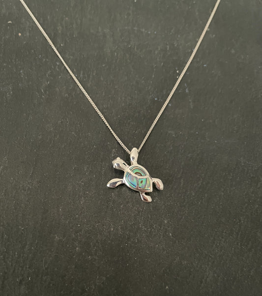Paua Shell Turtle Pendant image 0