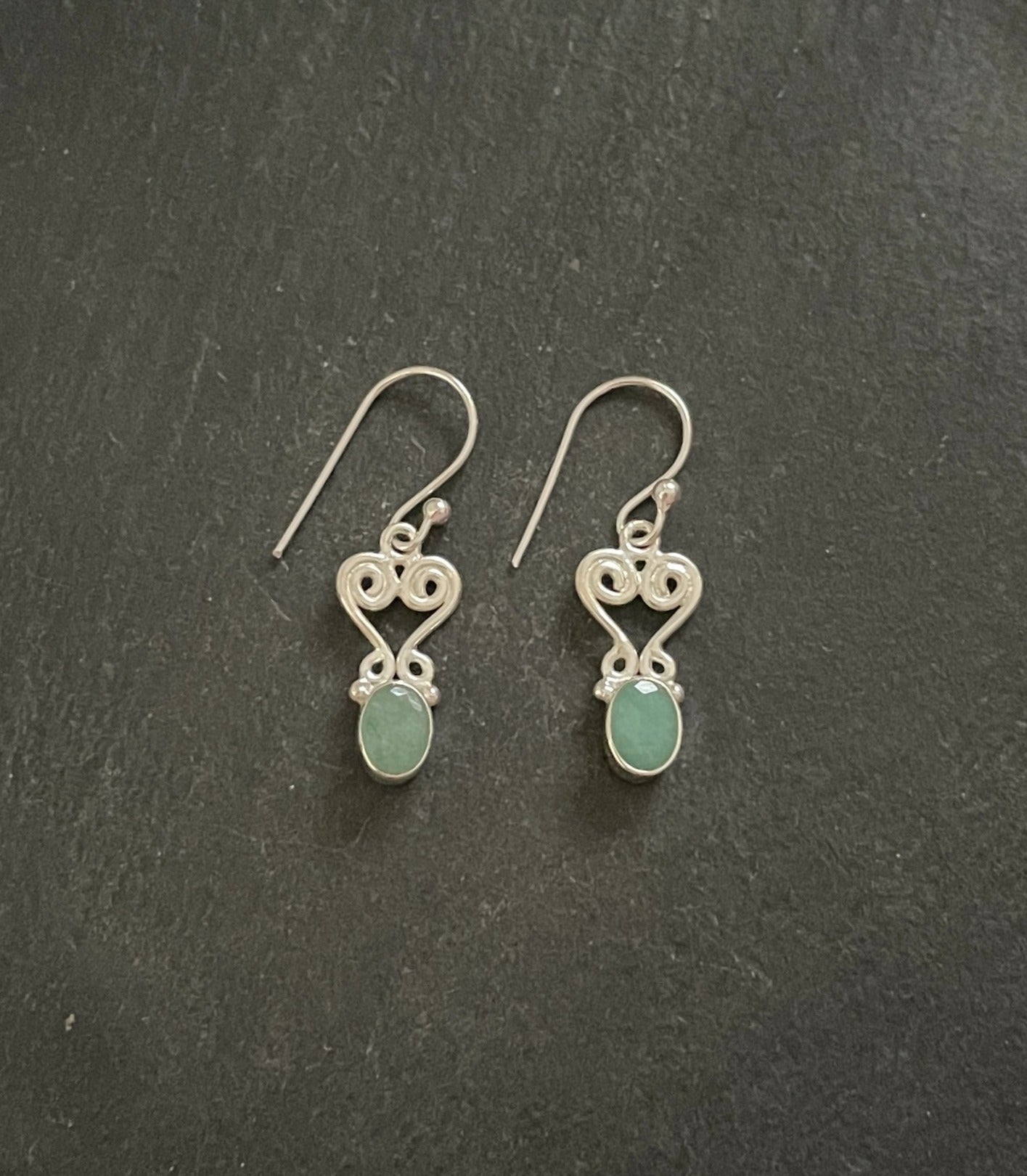 Emerald and Silver Earrings image 0