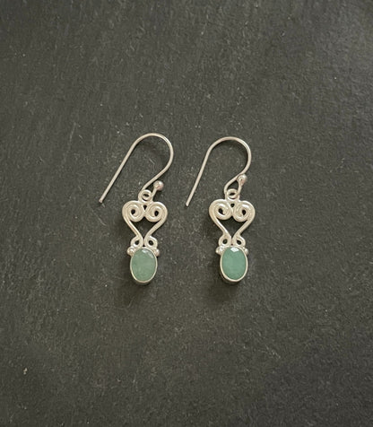 Emerald and Silver Earrings image 0