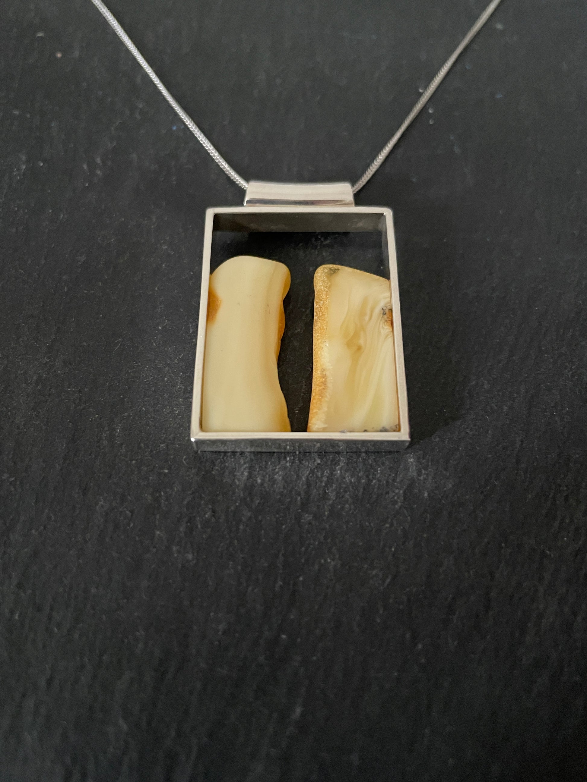 Yellow Amber and Silver Pendant image 1