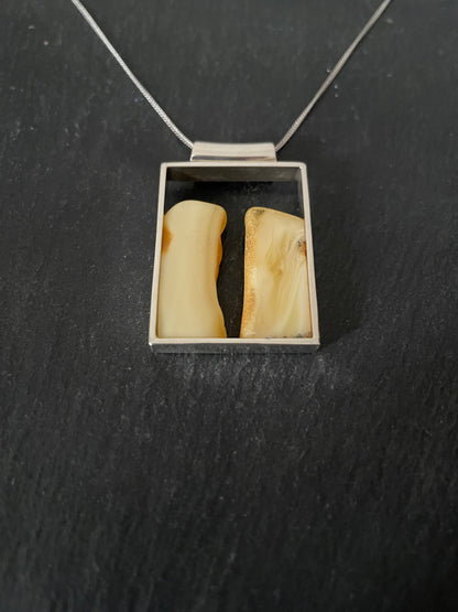 Yellow Amber and Silver Pendant image 1