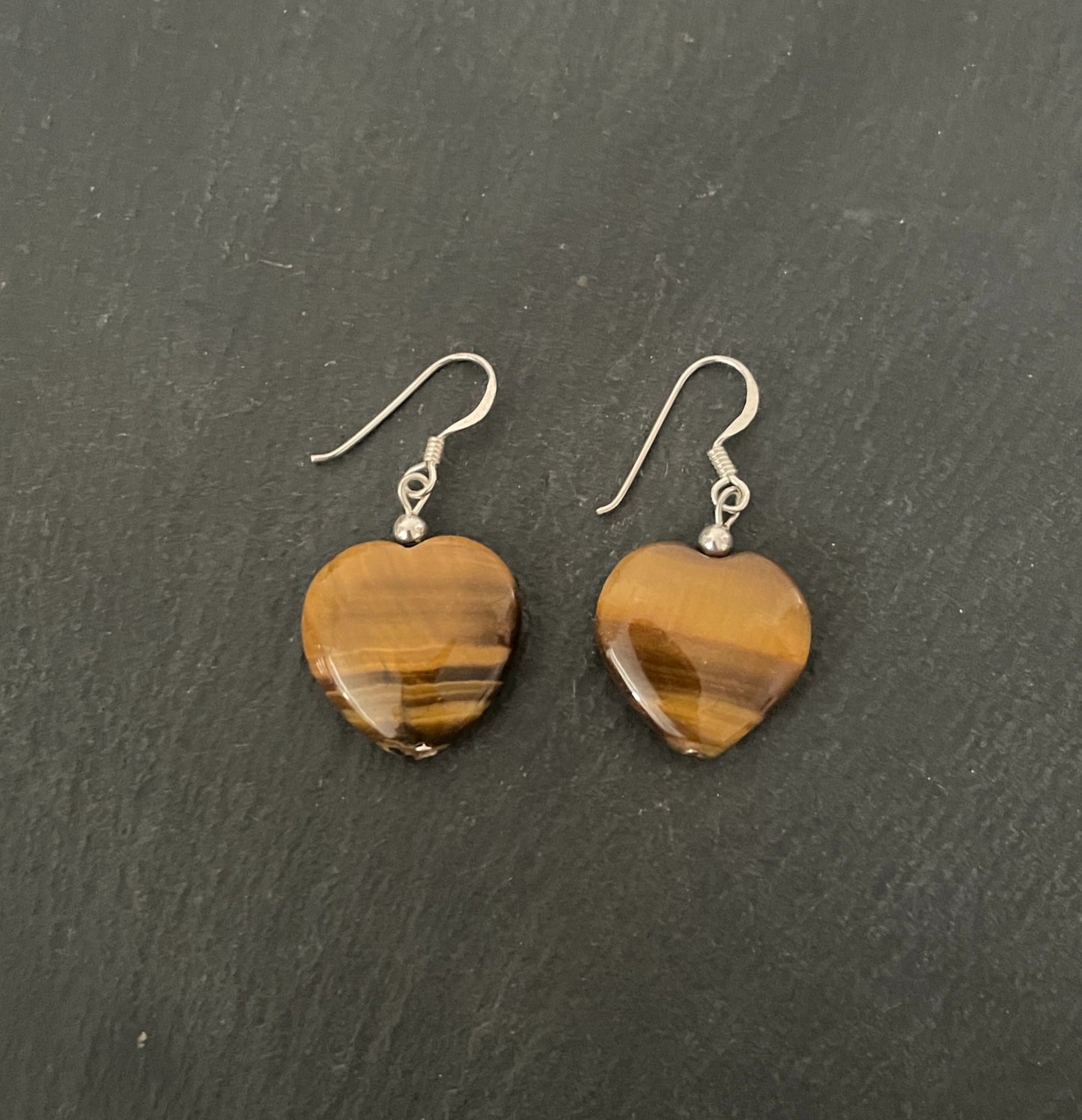 Tiger's Eye Heart Drop Earrings image 0