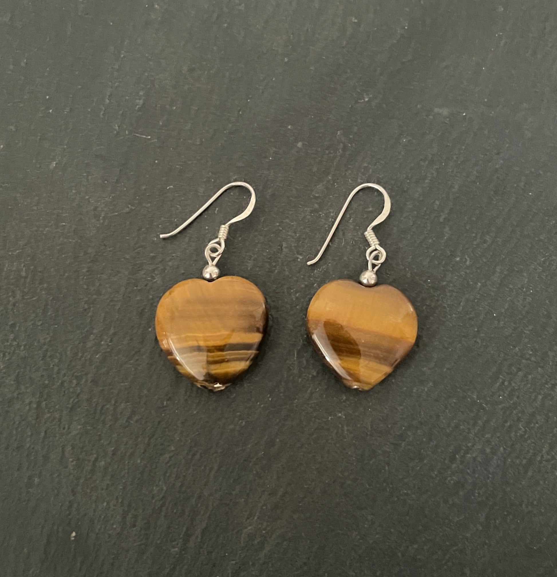 Tiger's Eye Heart Drop Earrings image 0
