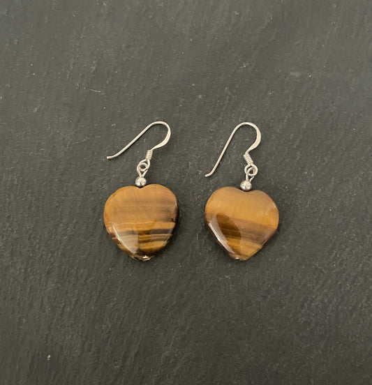 Tiger's Eye Heart Drop Earrings image 0