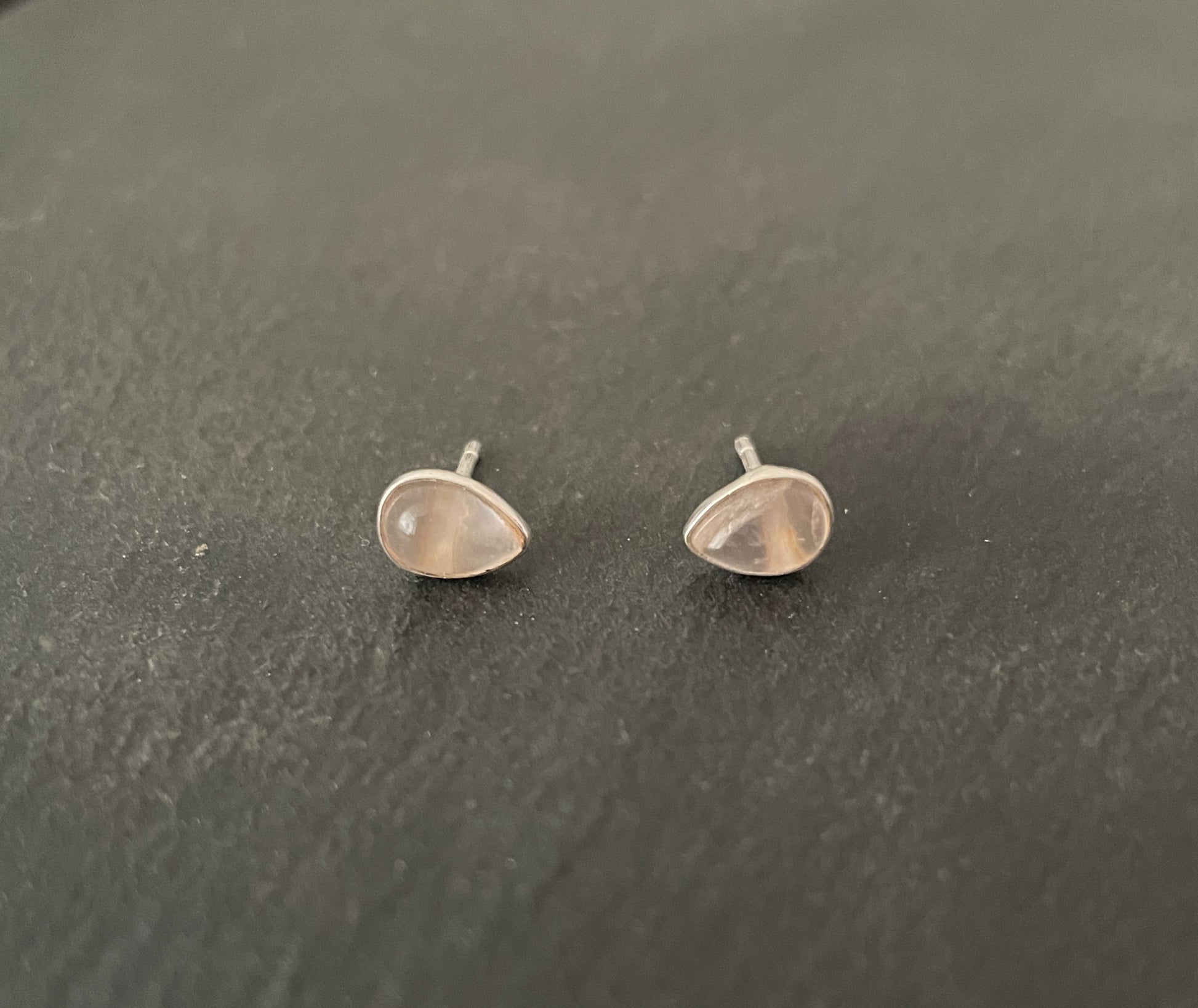 Rose Quartz Teardrop Studs image 0