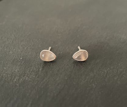 Rose Quartz Teardrop Studs image 0