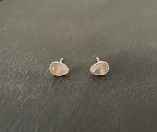 Rose Quartz Teardrop Studs image 0