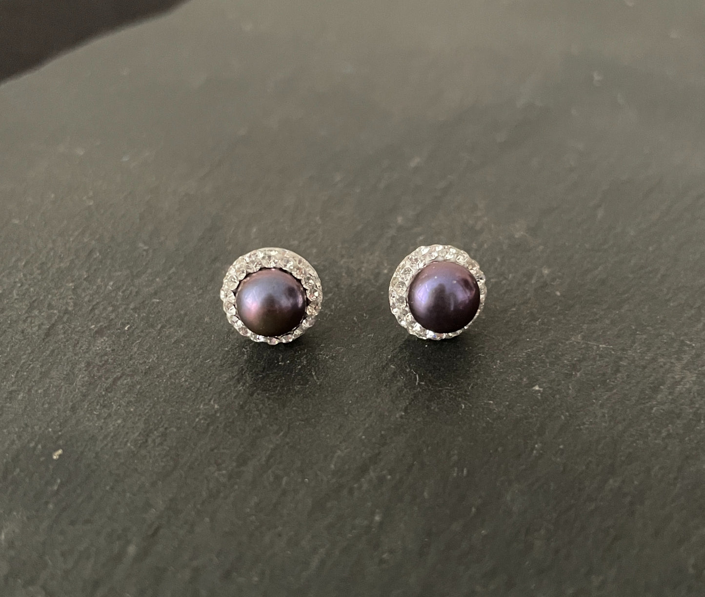 Blue Pearl and Cubic Zirconia Stud Earrings image 0