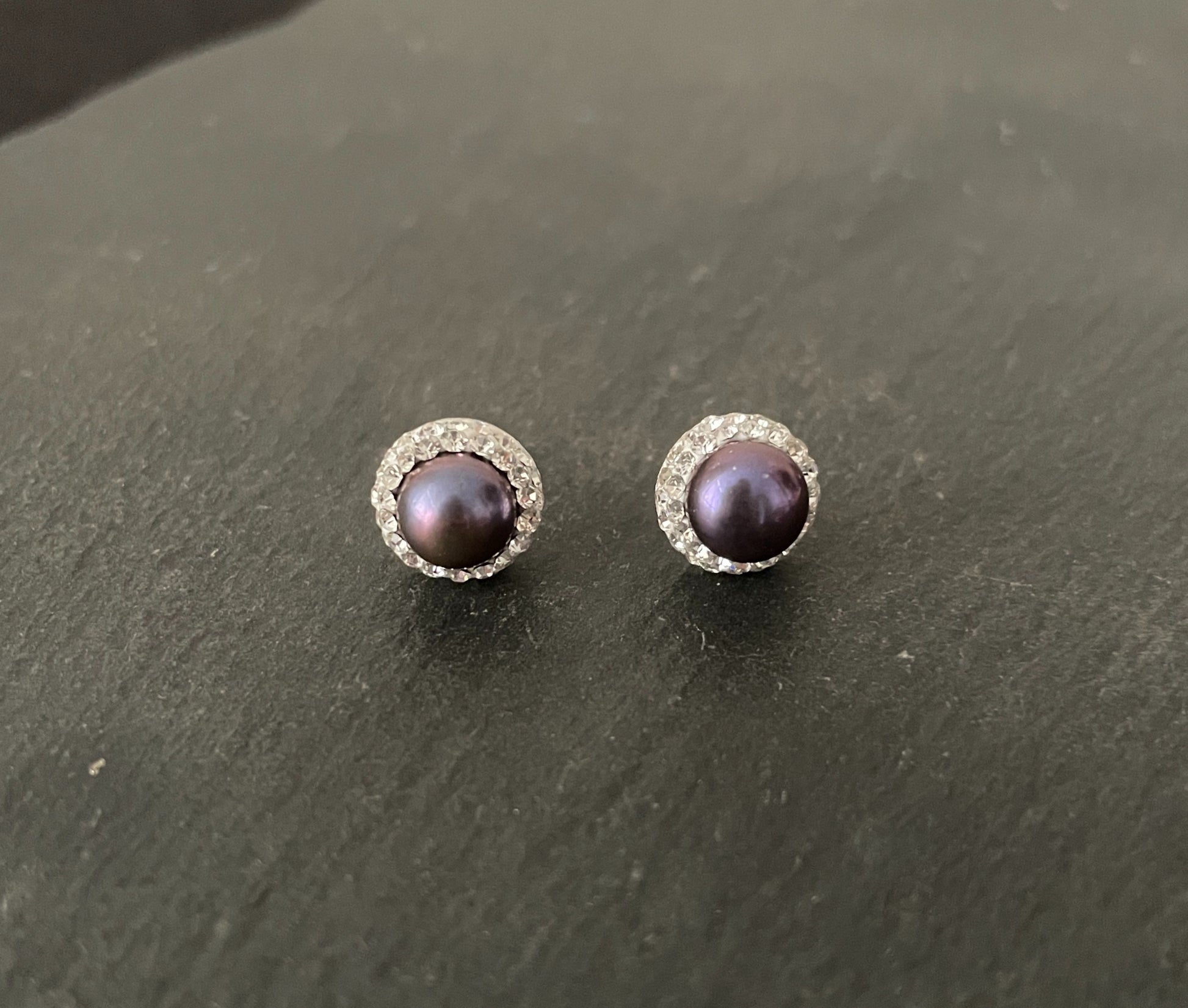 Blue Pearl and Cubic Zirconia Stud Earrings image 0