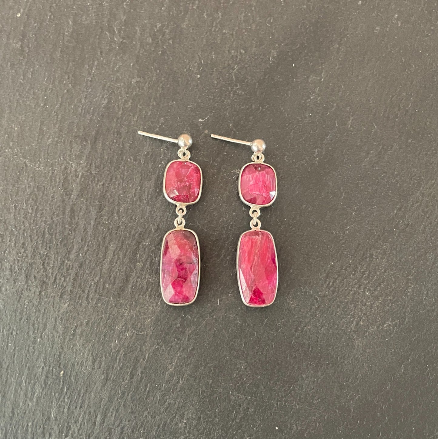 Rectangle Ruby Drop Earrings image 0