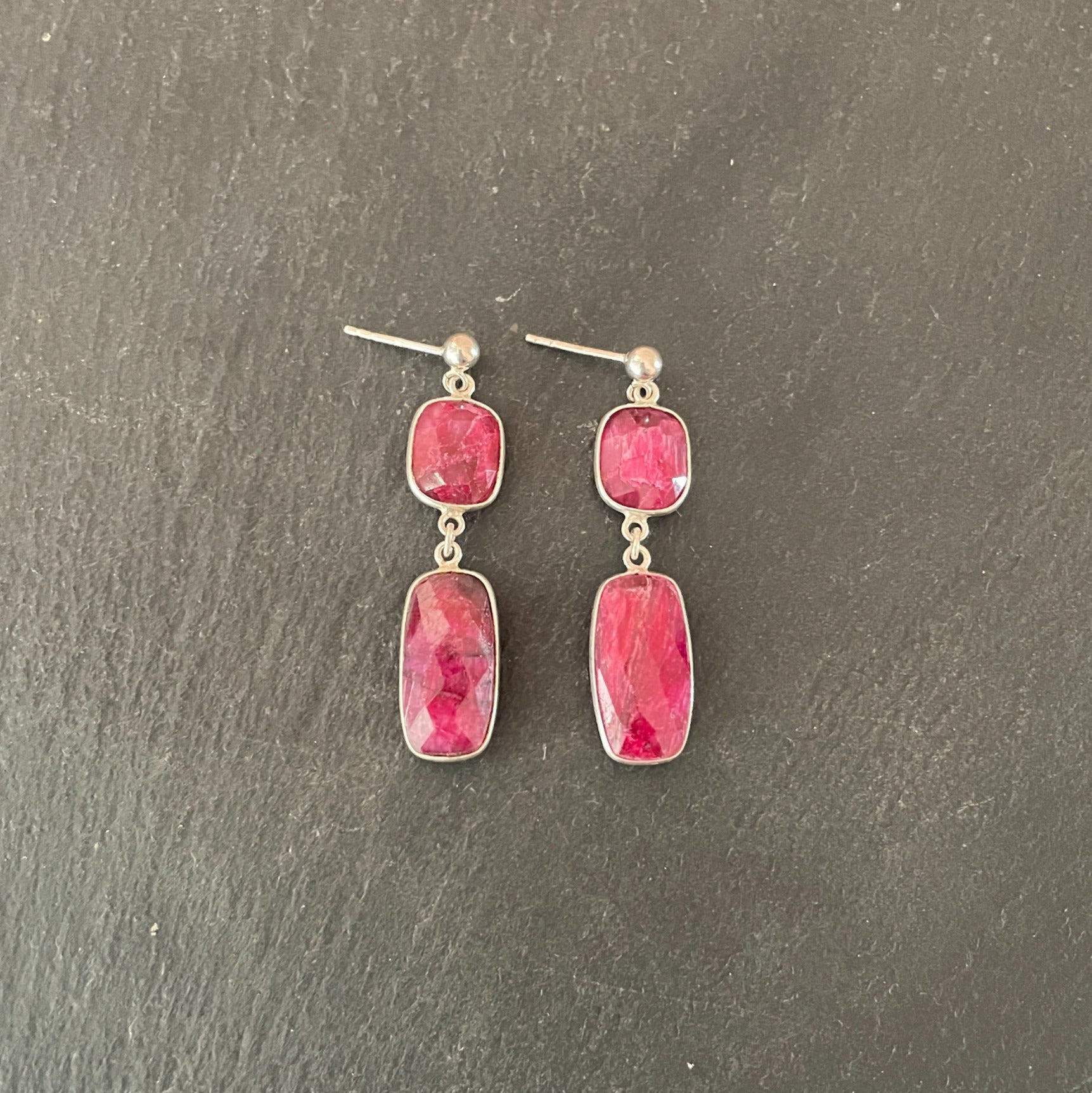 Rectangle Ruby Drop Earrings image 0